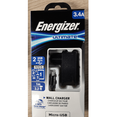 Energizer lader met USB-A to Micro-USB kabel - 1m